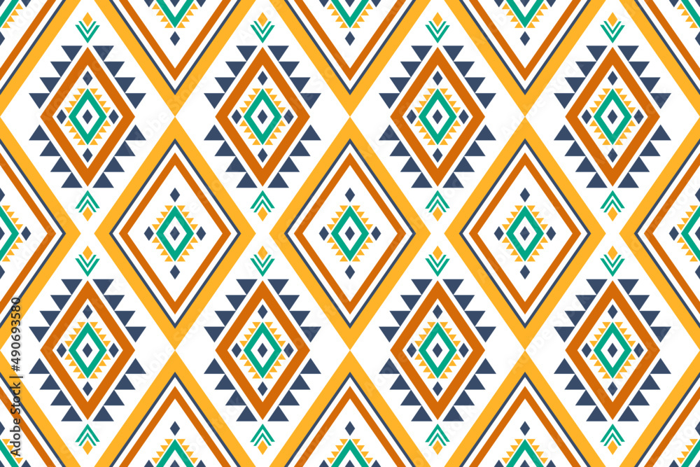 Colorful ethnic pattern art. Seamless pattern in tribal, folk embroidery, and Mexican style. Geometric striped. Design for background, wallpaper, vector illustration, fabric, clothing, carpet.