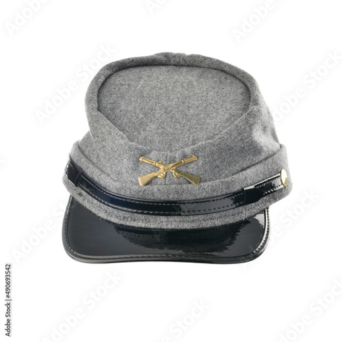 Fotografie American Civil War wool confederate hat isolated on white background