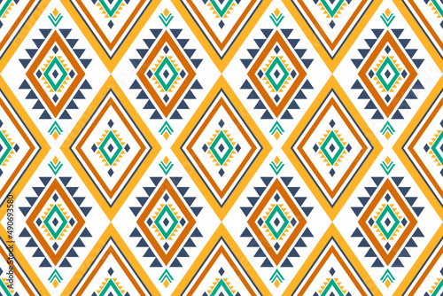 Colorful ethnic pattern art. Seamless pattern in tribal, folk embroidery, and Mexican style. Geometric striped. Design for background, wallpaper, vector illustration, fabric, clothing, carpet.