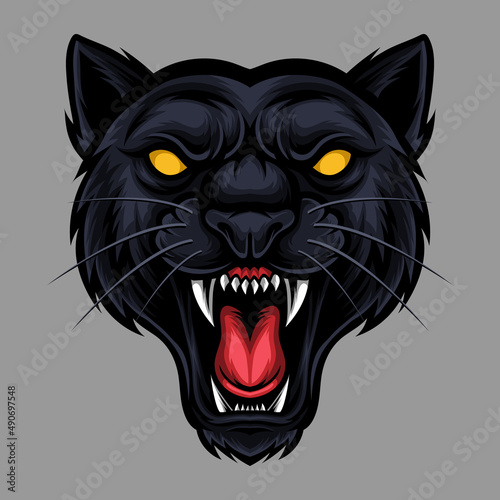 black panther head mascot vector illustration