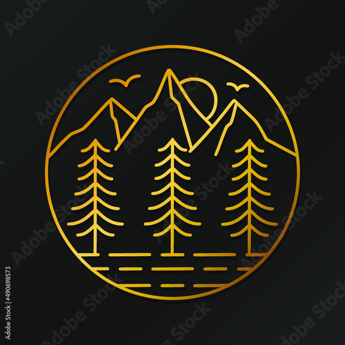 Mountain Illustration Clip Art Design Shape. Adventure Slogan Vacation Silhouette Icon Vector.