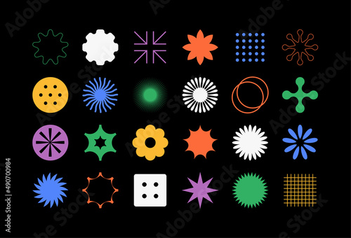 Set of simple vector objects in a modern style, contemporary figures of the sun