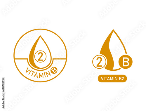 vitamin b2 supplement, drop, logo, icon set vector illustration 