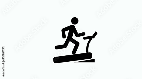 Treadmill Icon. Vector flat isolated black and white illustration