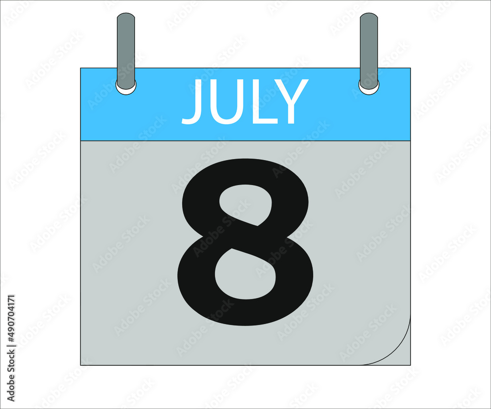 July 8th. Calendar icon. Date day of the month Sunday, Monday, Tuesday, Wednesday, Thursday, Friday, Saturday and Holidays July 8th. Calendar icon. Date day of the month Sunday, Monday, Tuesday, Wednesday, Thursday, Friday, Saturday and Holidays
