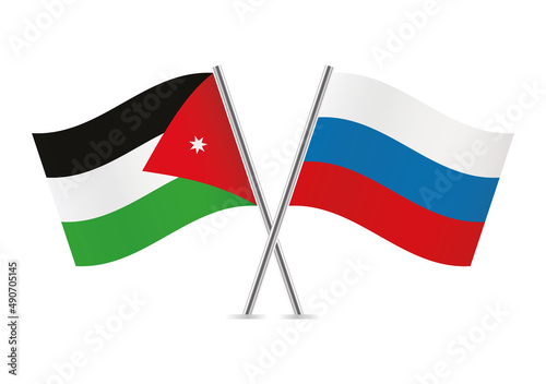 Free Download Jordan and Russia crossed flags. Jordanian and Russian flags, isolated on white background. Vector icon set. Vector illustration. - GFXLoad