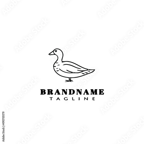 duck logo cartoon icon design template black isolated vector illustration