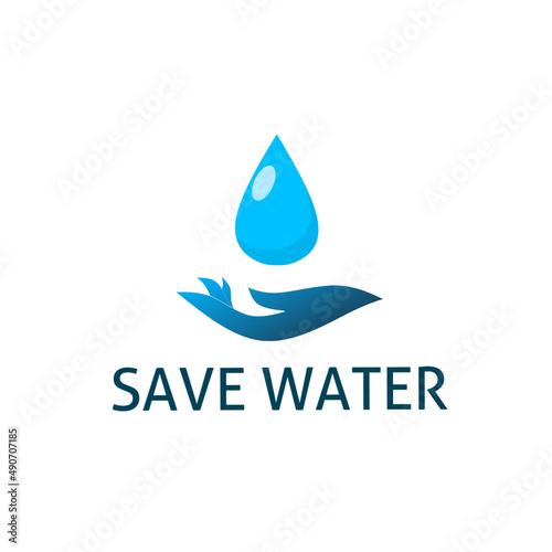 Illustration vector of hand holding drop water for logo save water