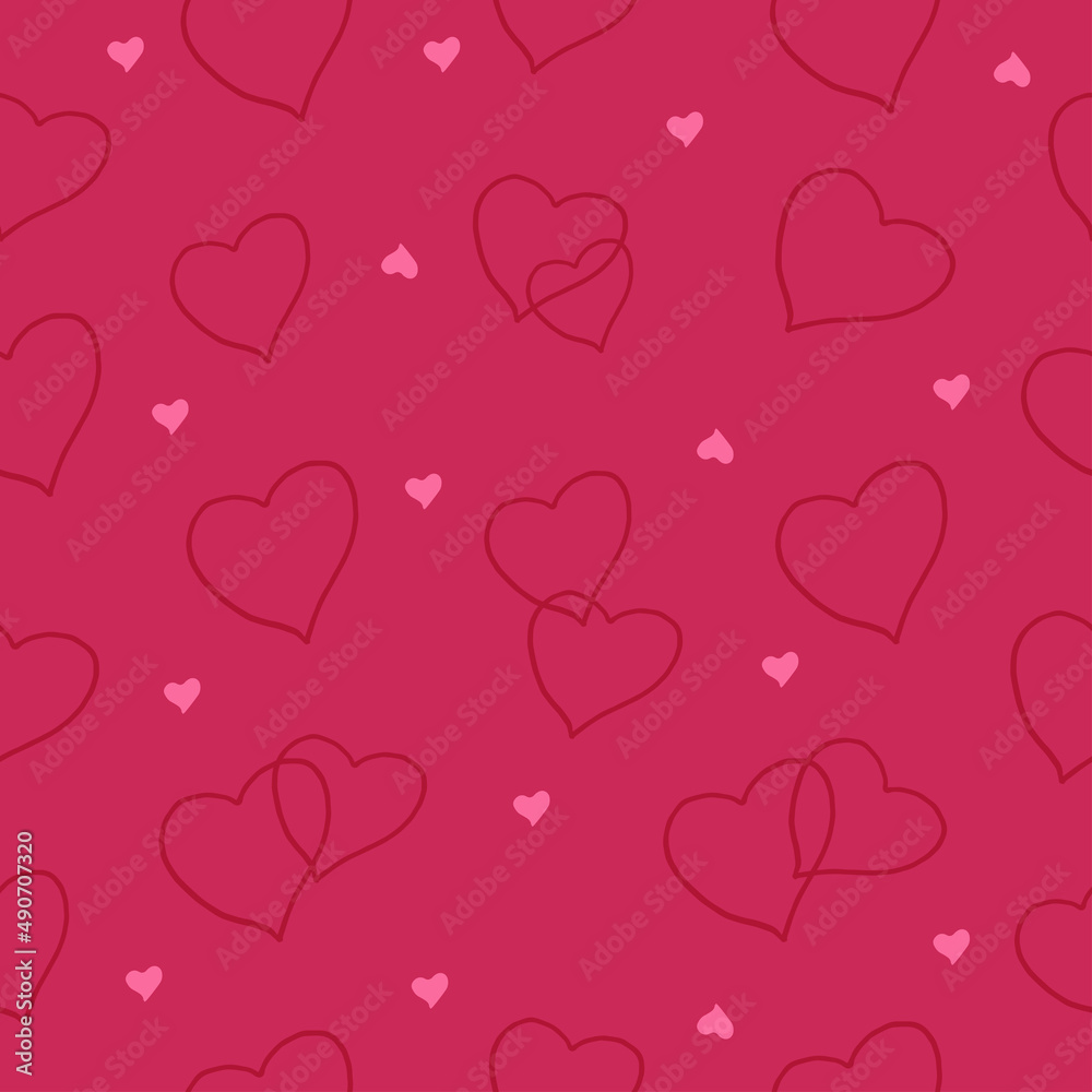 seamless pattern with heart illustration on red background. hand drawn vector. small heart shape with pink color. doodle art for wallpaper, wrapping paper and gift, fabric, textile, backdrop. seamless pattern with heart illustration on red background. hand drawn vector. small heart shape with pink color. doodle art for wallpaper, wrapping paper and gift, fabric, textile, backdrop.