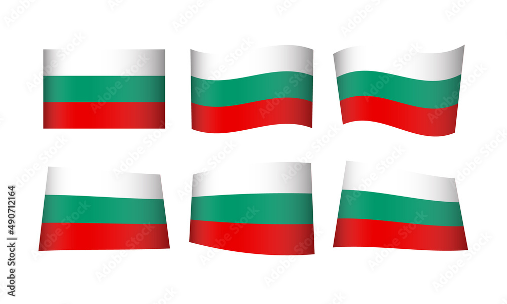 Obraz premium Bulgarian Flag Bulgaria National Symbol Banner Icon Vector Set Stickers Sofia Wave Flags Europe European EU Country State March 3rd Day Emblem Wave Realistic Flag Independence Ribbon Culture
