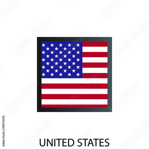 Flat square flag of United states of America icon. Simple isolated button. Eps10 vector illustration.