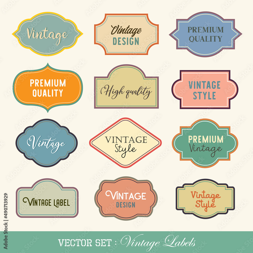 Set of colorful vintage style labels, vector illustration. Can use for logo.
