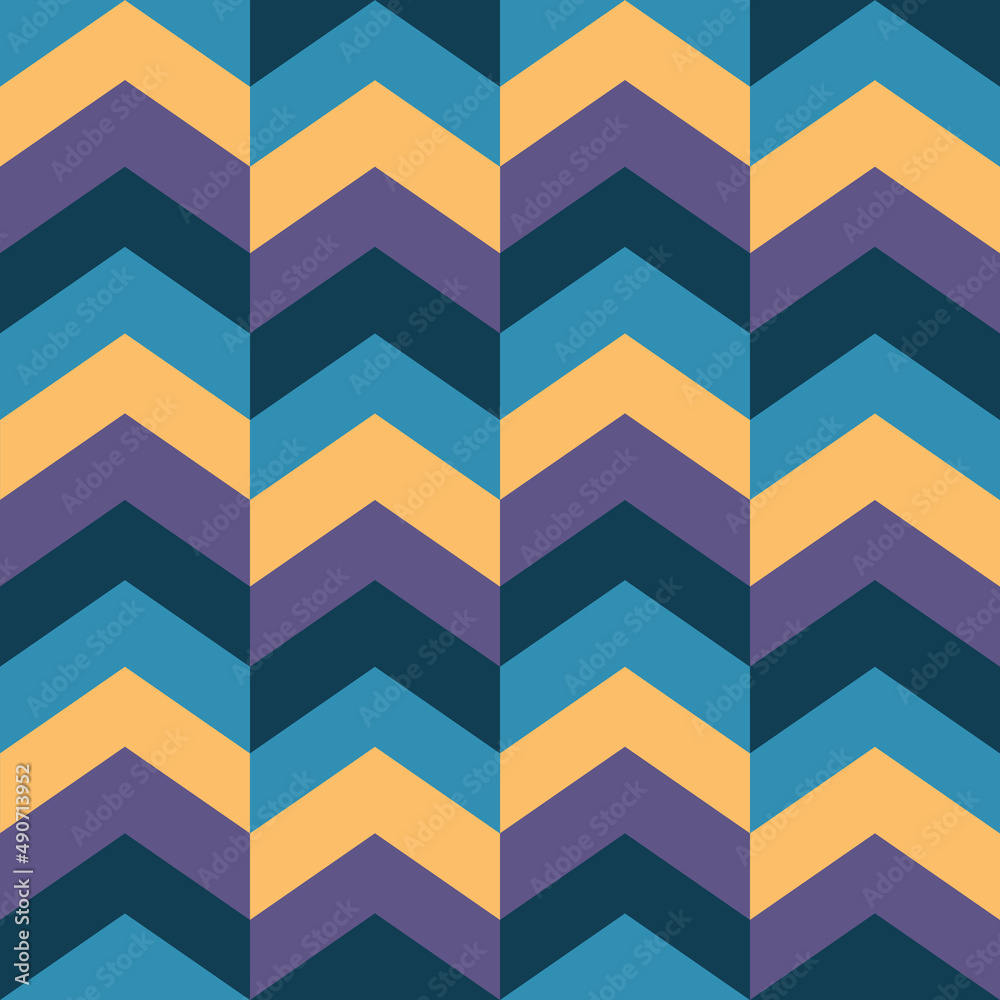 Colorful retro geometric chevron seamless patterns.