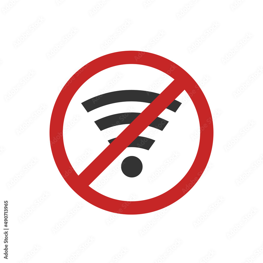 No wifi prohibition icon. Vector illustration. No wifi prohibition icon. Vector illustration.