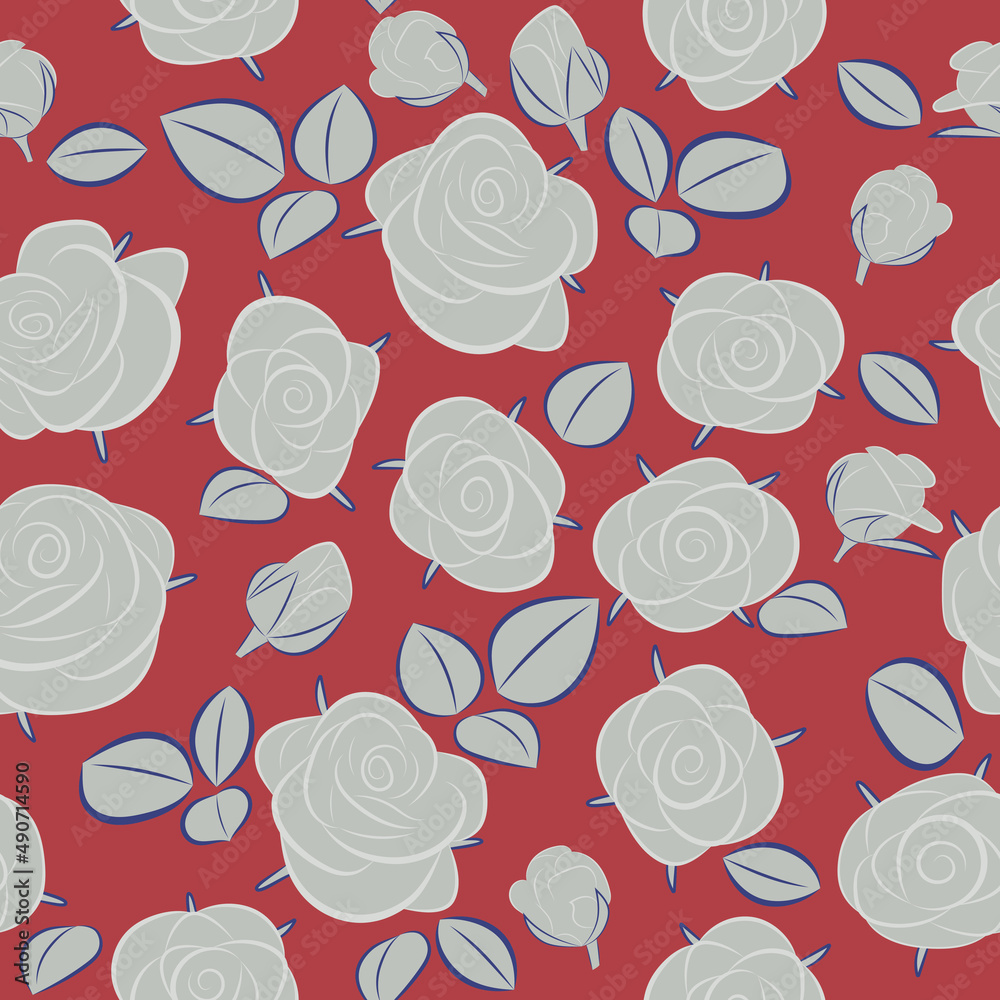 Fragrant Roses, seamless pattern. Perfect for backgrounds, wallpapers, fabric, textile, etc.