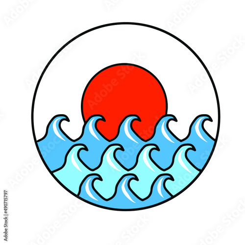 Wallpaper Mural Design Logo Sunrise on sea wave, vector sunrise on sea, design vector logo sunrise on sea wave Torontodigital.ca