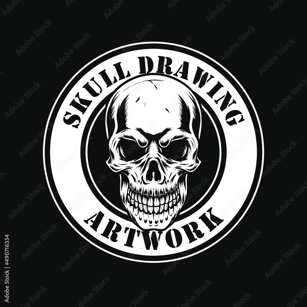 skull drawing logo design skull drawing logo design