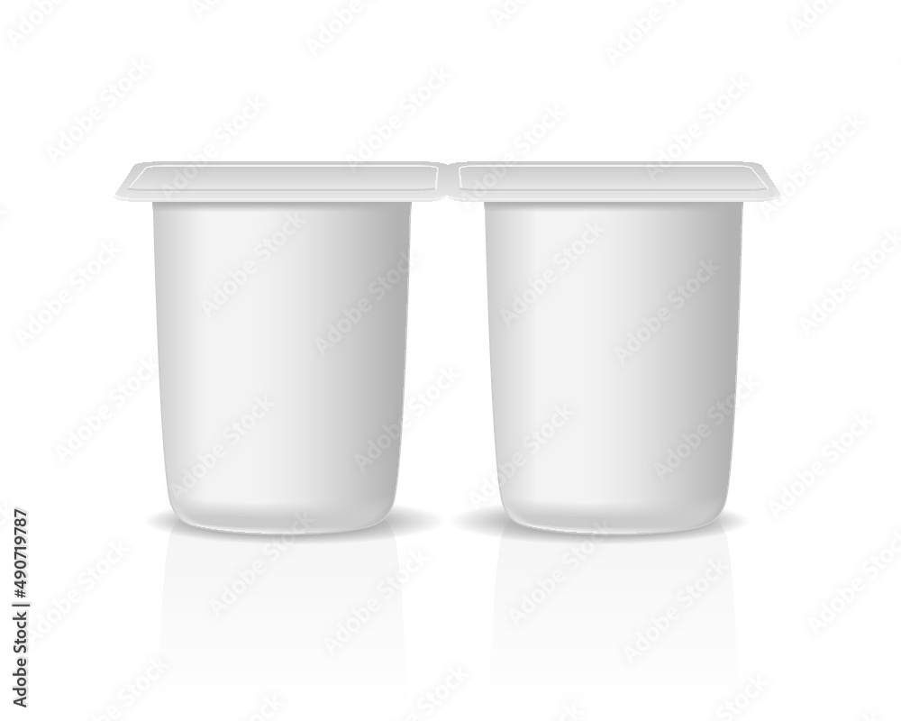 White yoghurt cup isolated on a white background White yoghurt cup isolated on a white background