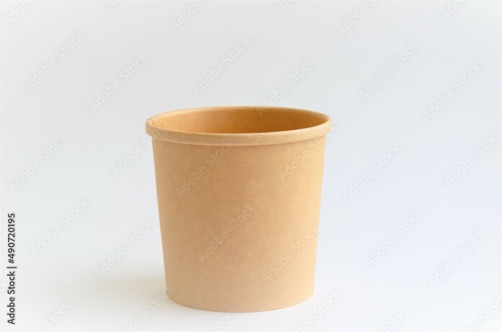disposable craft cup on white background, minimalism disposable craft cup on white background, minimalism