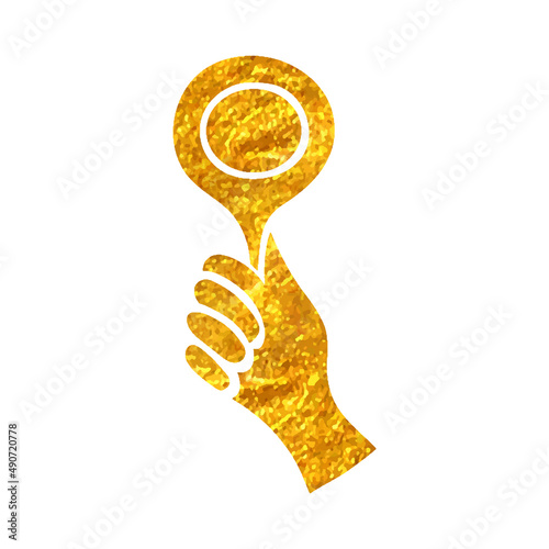 Hand drawn gold foil texture icon Bidder hand