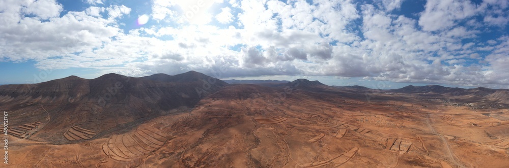aerial drone Panorama of Fuerteventura