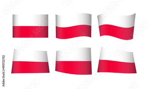 Polish Flag Poland National Symbol Banner Icon Vector Set Stickers Warsaw Krakow Gdansk 11th November Wave Flags Europe European EU Country State Day Emblem Wave Realistic Flag Independence Culture