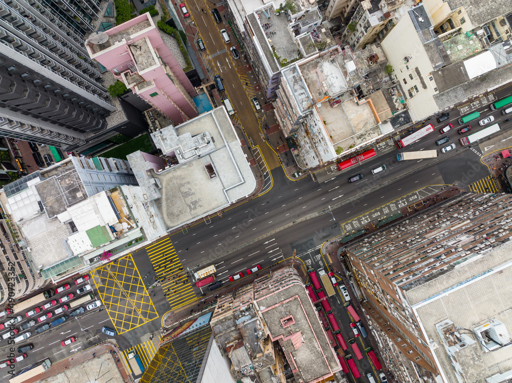 Top view of Hong Kong city