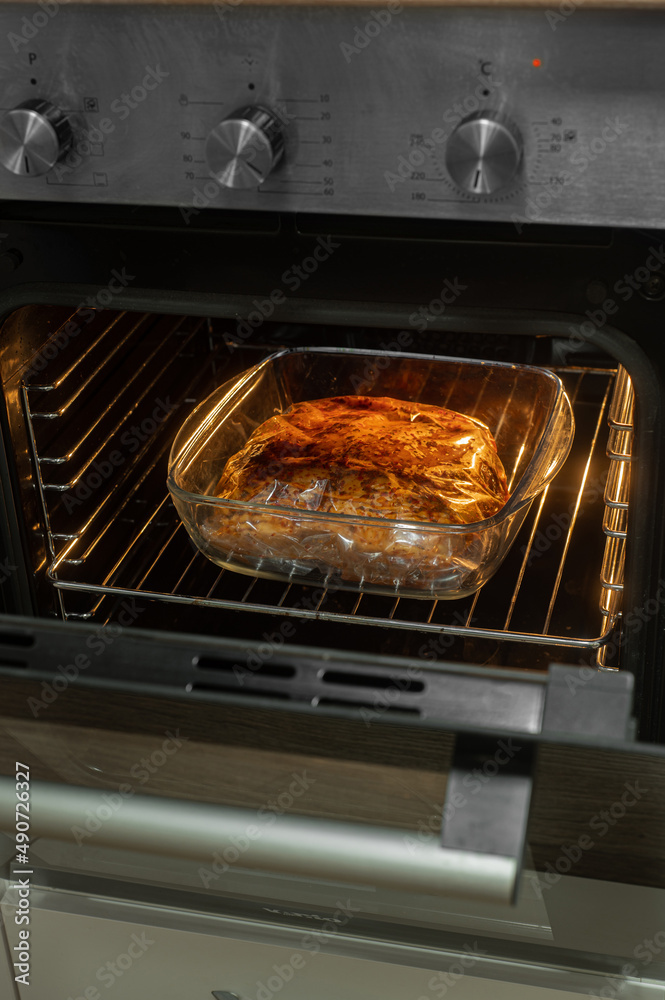 Marinated chicken breast in a bag for baking in the oven. Marinated chicken breast in a bag for baking in the oven.