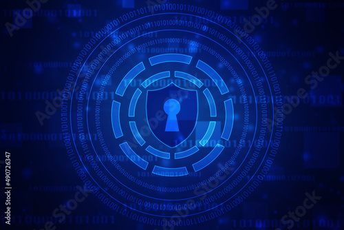 Protect and Security concept. Digital Shield on abstract technology background  Cyber security and information or network protection. Future technology web services for business and internet project