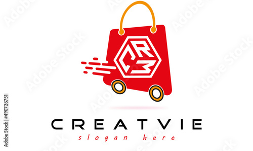 CRW three letter monogram type eCommerce creative initials letter logo design vector template. photo
