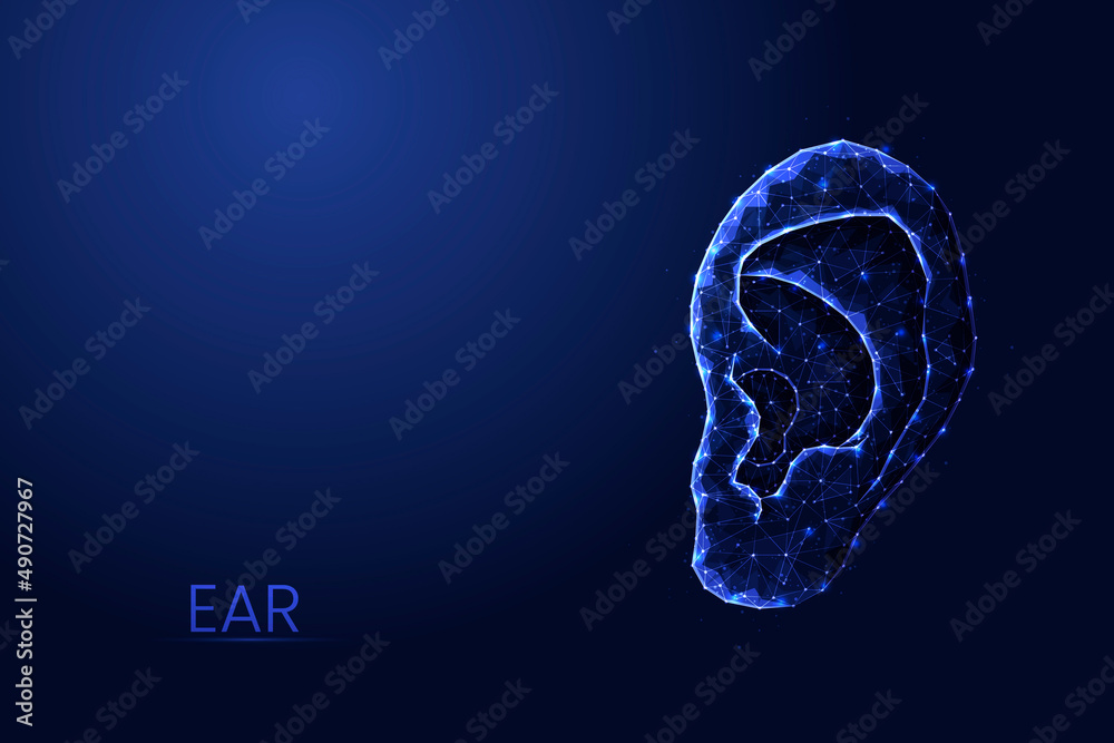 Poster Human ear low poly concept vector illustration. – Wall Art ...