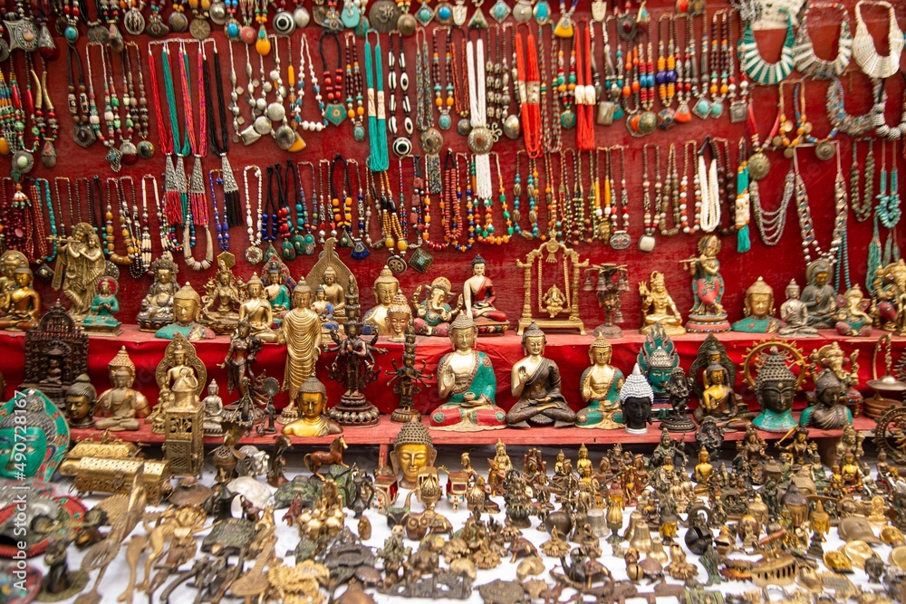 Fototapeta premium Religious souvenirs for sale at Alchi Monastery or Alchi Gompa , Ladakh , India..