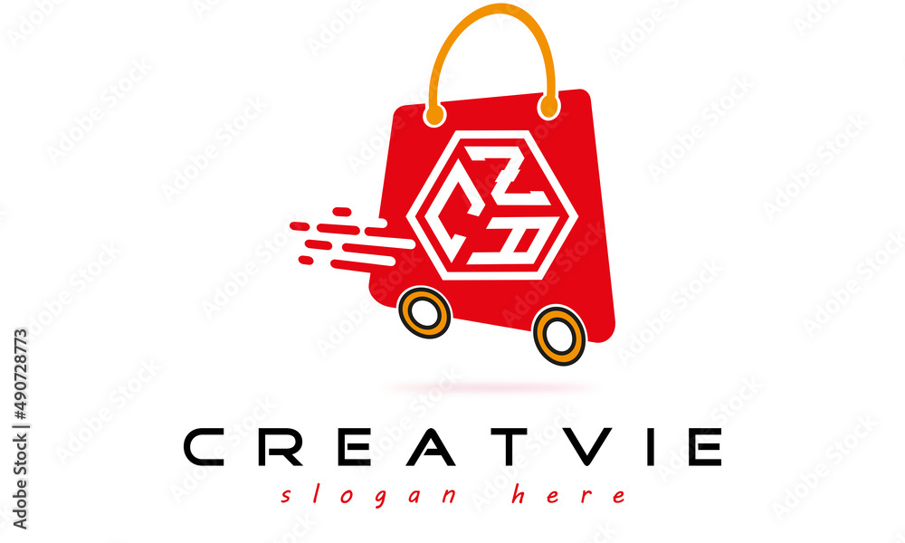 CZA three letter monogram type eCommerce creative initials letter logo design vector template. - obrazy, fototapety, plakaty 