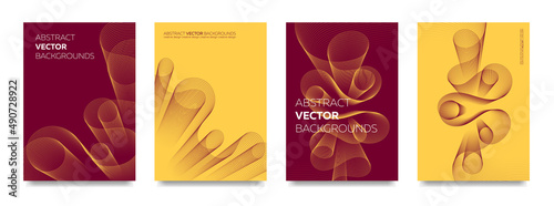 Set of backgrounds with abstract lines for posters, banners, flyers, booklets. Vector.