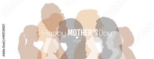 Happy Mother's Day card. Flat vector illustration.