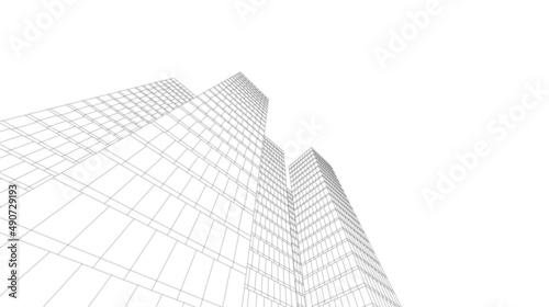 Architecture building linear 3d illustration 