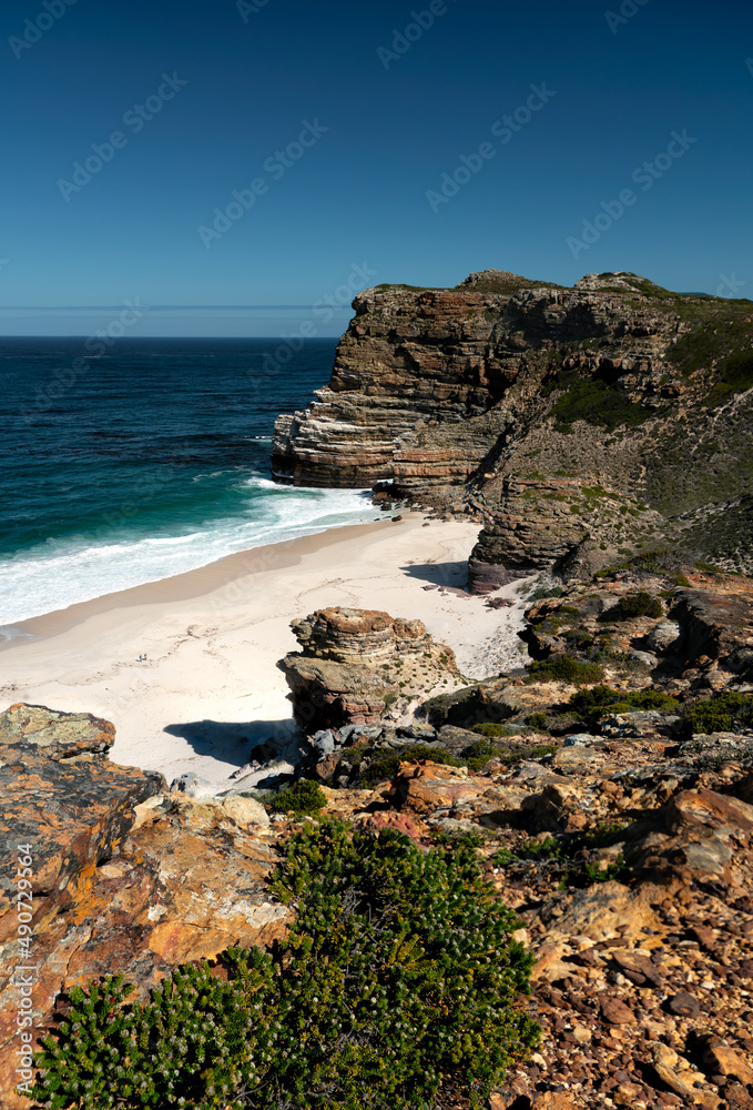 Beach and cliffs at Cape Point, Cape of Good Hope, South Africa.  