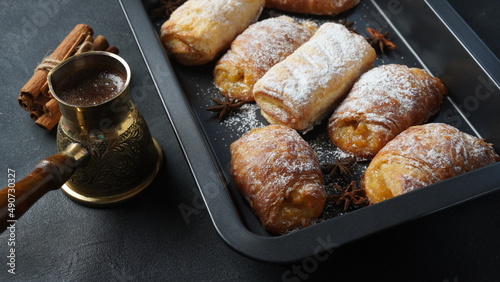 Puff pastry ,apple pastry turnovers for dessert