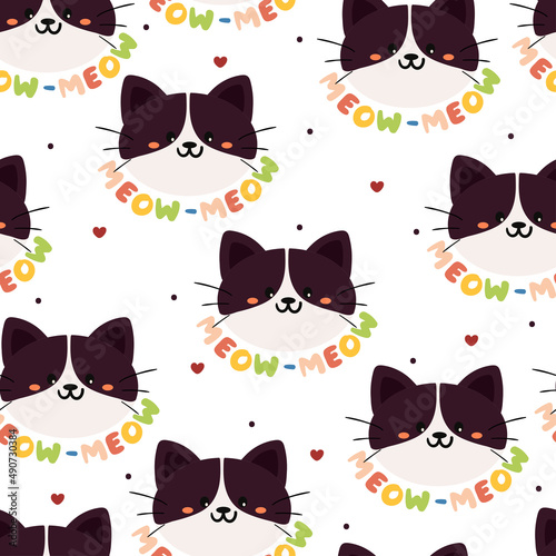 seamless pattern hand drawing cartoon cat. for kids wallpaper, fabric print, textile, gift wrapping paper