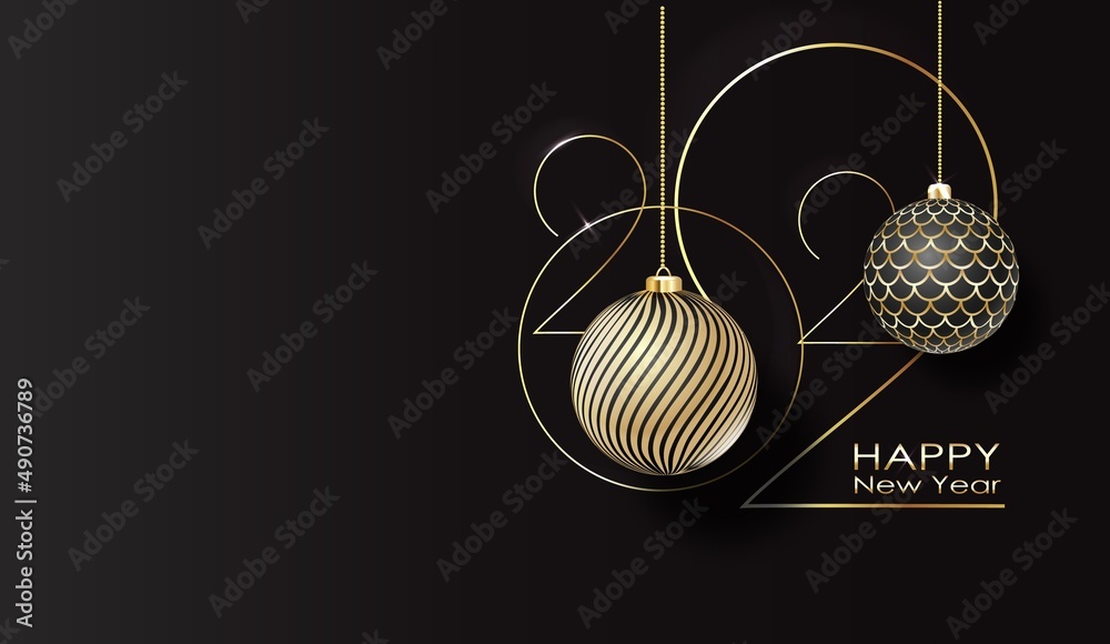 2022 Happy new year typography poster. Happy New Year Banner with 2022 Numbers.
