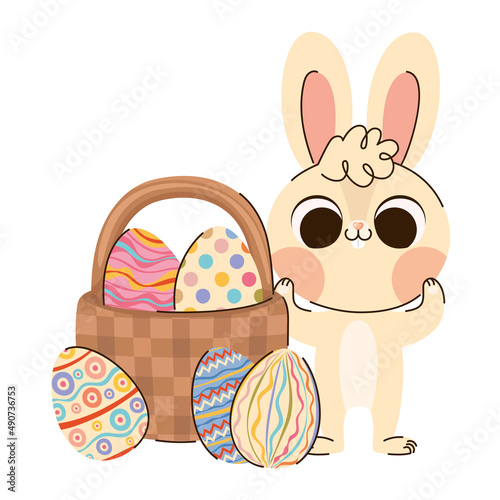 basket eggs with bunny