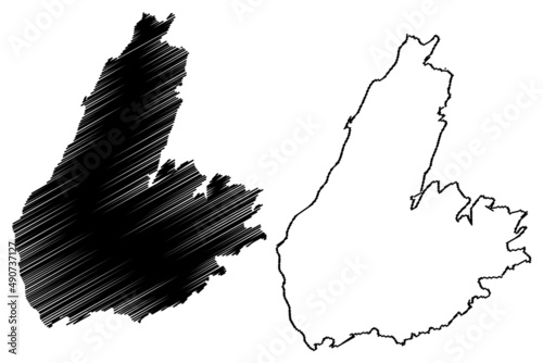 Fotobehang Cape Breton island (Canada, North America, Nova Scotia Province) map vector illu