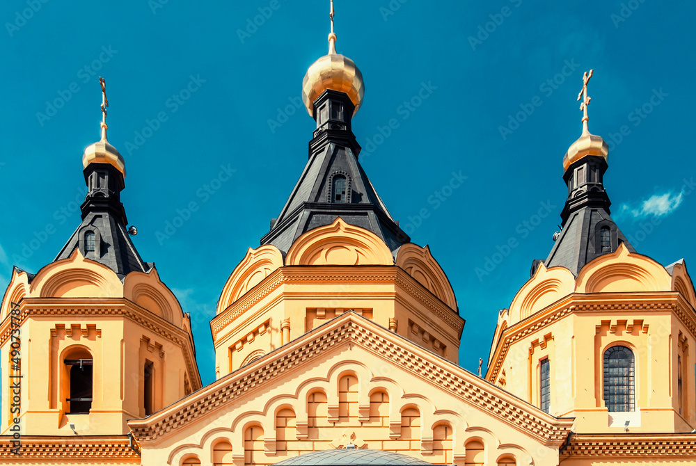 Alexander Nevsky Cathedral in Nizhny Novgorod, domes and facade elements
