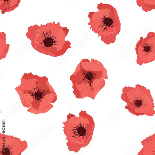 Abstract Flower poppy Seamless Pattern Background. Illustration