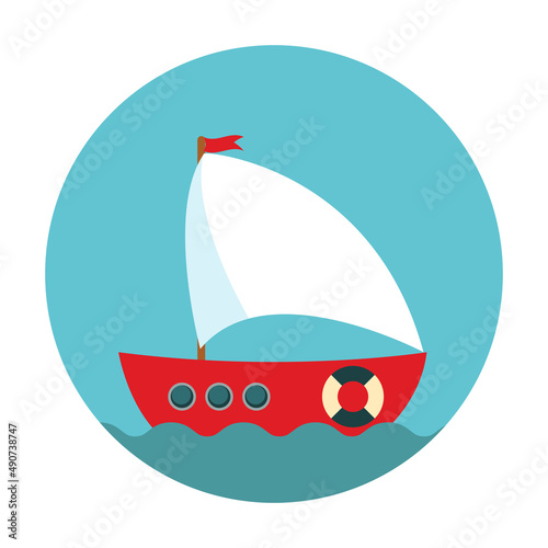 Children s Cute ship simple icon. Illustration