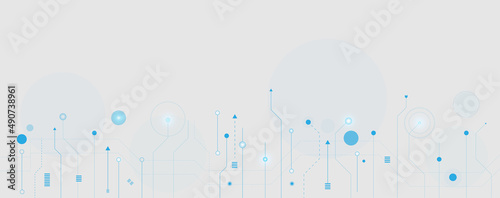 Blue circle and line technology abstract technology innovation concept vector background and glowing light