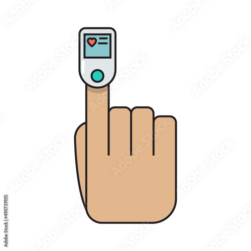 Colored Pulse oximeter finger simple medicine icon in trendy line style isolated on white background for web applications and mobile concepts. illustration photo