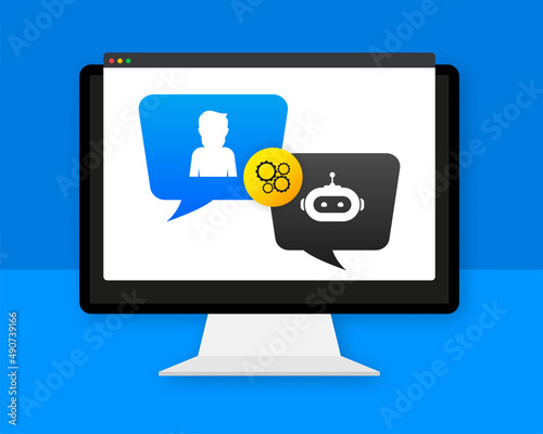 Chatbot icon concept, chat bot or chatterbot. Robot Virtual Assistance Of Website Or Mobile Applications. Vector illustration