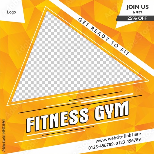 Gym Flyer Template Yellow Color Fitness Body Building Flyer with Photo Section