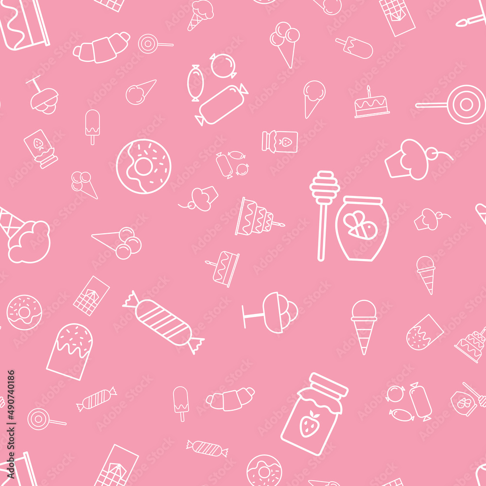 Simple Food and Drink Icon Seamless Pattern Background. Illustration Simple Food and Drink Icon Seamless Pattern Background. Illustration